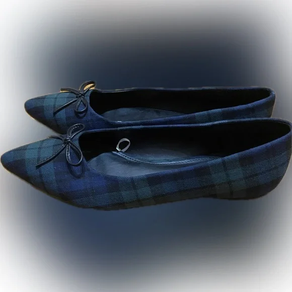 J Crew Black Watch Plaid Pointed
Toe Bow Flats - Picture 4 of 6
